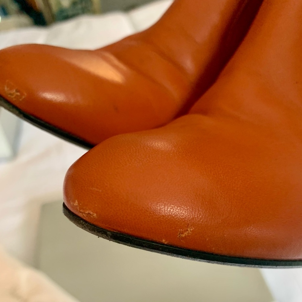 Robert Clergerie Women's Orange/ Ochre Soft Leather Ankle Boots size 39B US 7.5 - Picture 5 of 10
